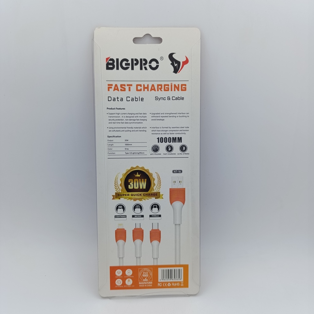 کێبل تایپ سی BIGPRO NT-16 30W PD Cable (1m) - MUH