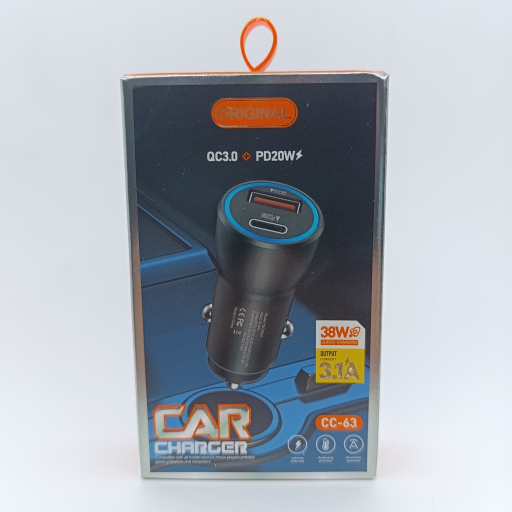 کەلە شەحنی ناو سەیارە Car Charger USB+PD 38W CC-63 