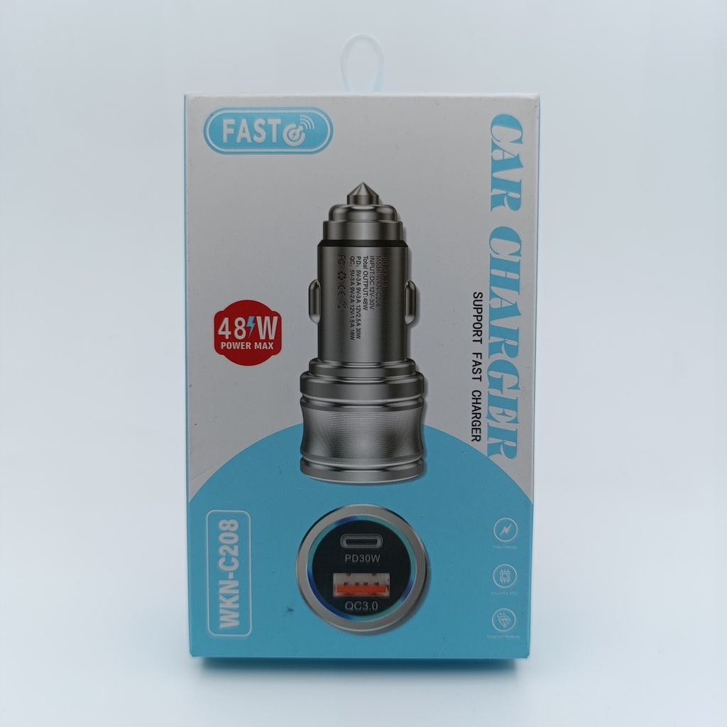 کەلە شحنی سەیارە Fast WKN-C208 USB and PD Car Charger 48W 