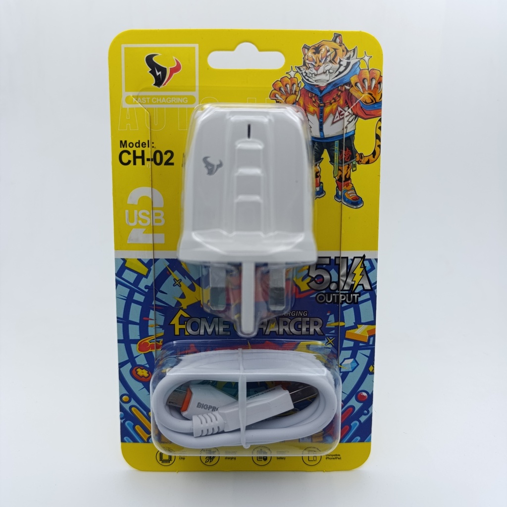 شەحنی کامل گالاکسی CH-02 2xUSB Micro Charger 