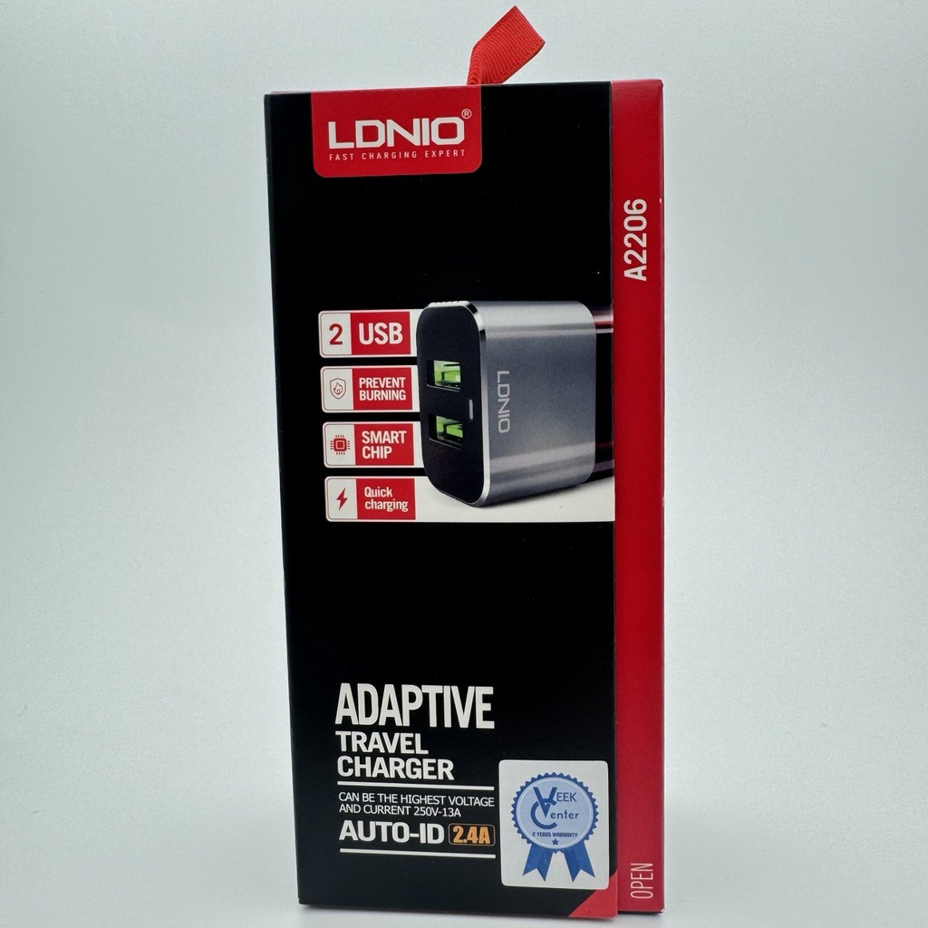 کەلە شەحنی کامل ئایفۆن LDNIO A2206 Lightning USBx2 