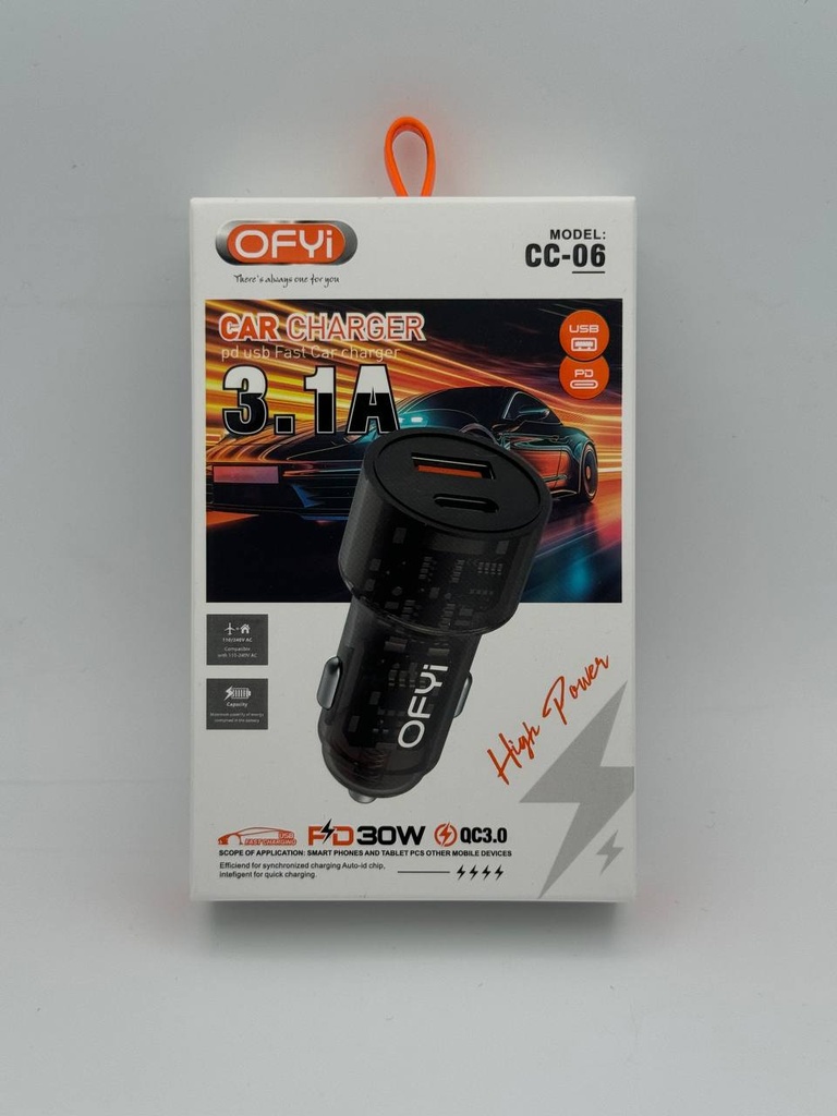 کەلە شەحنی سەیارە OFYi CC-06 car charger USB and PD 