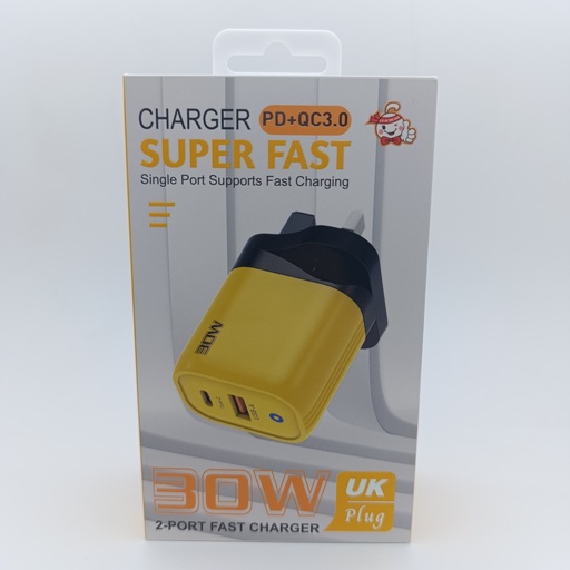 کەلە شەحن UK PLUG 2-PORT FAST CHARGER 30W 