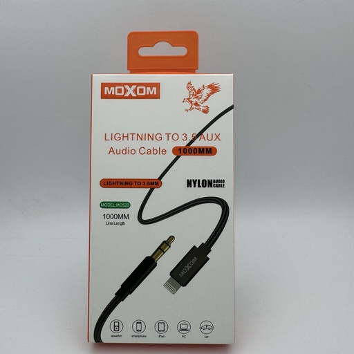 [28] ئۆکسی ئایفۆن MOXOM Lightning to 3.5 AUX MO520 (1m)