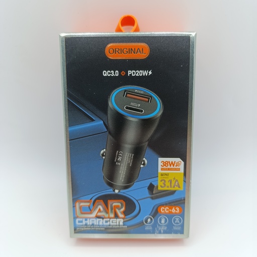 [21] کەلە شحنی سەیارە CC-63 PD and USB 20W Car Charger 