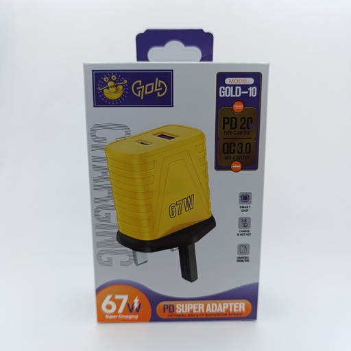 [486] کەلە شەحن GOLD GOLD-10 USB and PD 67W Charger 