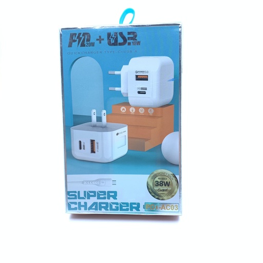 [157] کەلەی شەحن و کێبڵ PD-AC03 Dual Port with Lightning Cable 