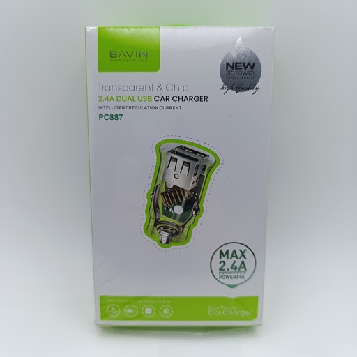 [61] شەحنی کامل ناو سەیارە تایپ سی Type-C Car Charger USBx2 BAVIN 